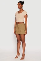 Womens Haute Monde Cargo Pocket Mini Skirt, Green, Size S