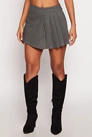 Womens Iris Houndstooth Pleated Skort, Grey, Size M
