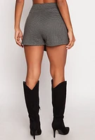 Womens Iris Houndstooth Pleated Skort, Grey, Size S