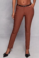 Womens Belted Hyperstretch Dress Pants,