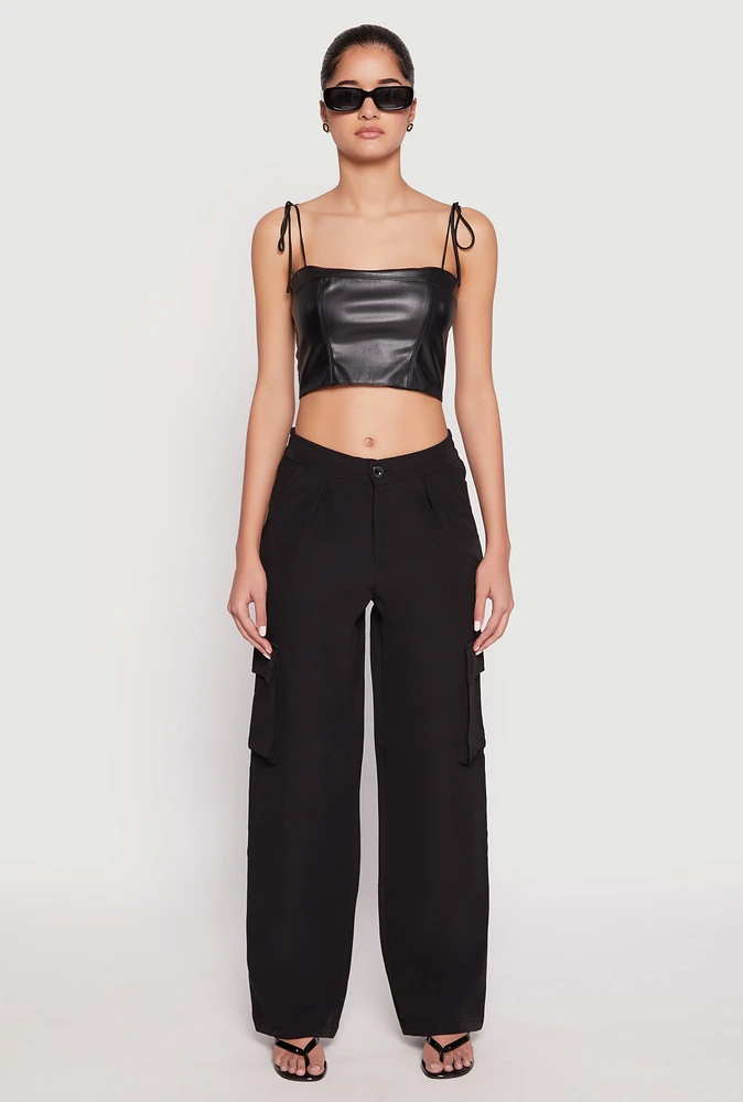 Womens Cargo Dress Pants, Black, Size M