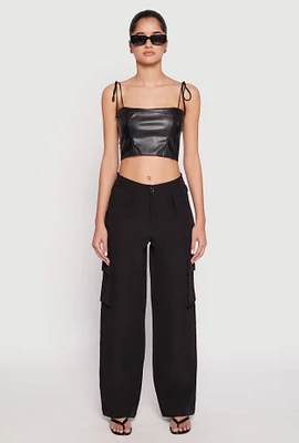 Womens Cargo Dress Pants, Black, Size M