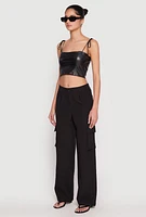 Womens Cargo Dress Pants, Black, Size M