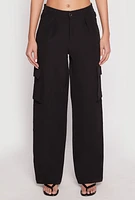 Womens Cargo Dress Pants, Black, Size L