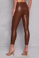 Womens Faux Leather Pintuck Leggings,