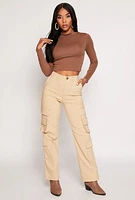 Womens Haute Monde Straight Leg Cargo Pants, Khaki,