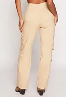 Womens Haute Monde Straight Leg Cargo Pants, Khaki, Size S