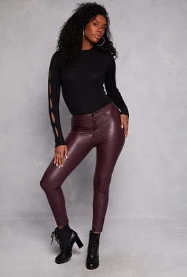 Womens Iris Faux Leather Skinny Pants, ,