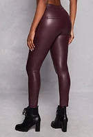 Womens Iris Faux Leather Skinny Pants, Burgundy, Size S