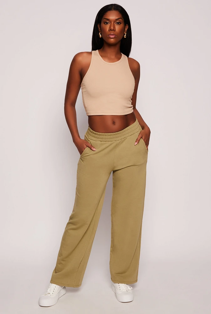 Womens Iris Wide Leg Pull On Sweatpants, Green, Size M
