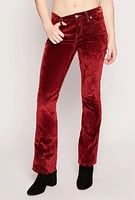 Womens Almost Famous Velvet Flocked Boot Leg Jeans, Red, Size 9