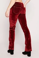Womens Almost Famous Velvet Flocked Boot Leg Jeans, Red, Size 9