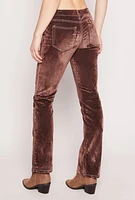 Womens Almost Famous Velvet Flocked Boot Leg Jeans, Brown,