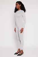 Womens Daisy High Neck Long Sleeve Catsuit, Grey, Size S