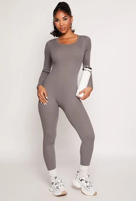 Womens Daisy Long Sleeve Catsuit, Grey, Size M