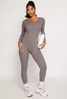 Womens Daisy Long Sleeve Catsuit, Grey, Size M