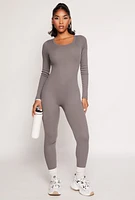 Womens Daisy Long Sleeve Catsuit, Grey, Size L