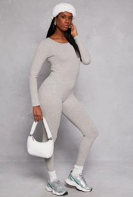 Womens Daisy Long Sleeve Catsuit, Grey, Size M
