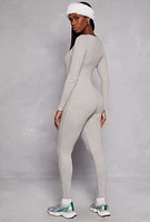 Womens Daisy Long Sleeve Catsuit, Grey, Size M