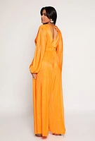 Womens Plisse Twist Front Jumpsuit, Orange,