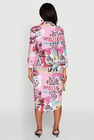 Womens Spoon Jeans Graffiti Print Shirt Dress, Pink, Size M