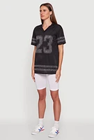 Womens Rhinestone Graphic Short Sleeve Jersey Top, S