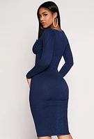 Womens Daisy Acid Wash Grommet Notch Neck Dress,