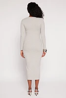 Womens Daisy Ribbed Crew Neck Midi Dress, Grey, Size L