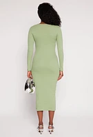 Womens Daisy Ribbed Crew Neck Midi Dress,