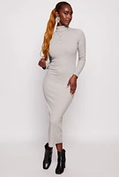 Womens Daisy Turtleneck Midi Dress, Grey,