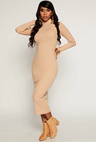 Womens Daisy Turtleneck Midi Dress, Beige, Size S
