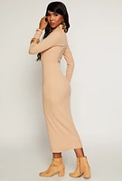 Womens Daisy Turtleneck Midi Dress, Beige, Size S