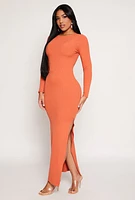 Womens Haute Monde Side Slit Maxi Dress, Orange, Size S