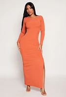 Womens Haute Monde Side Slit Maxi Dress, Orange, Size S