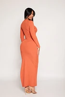 Womens Haute Monde Side Slit Maxi Dress, Orange, Size S