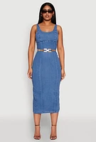 Womens Haute Monde Denim Slit Back Tank Dress, Blue, Size S
