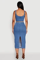 Womens Haute Monde Denim Slit Back Tank Dress, Blue, Size S