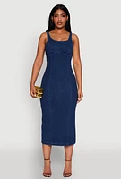 Womens Haute Monde Denim Slit Back Tank Dress, Blue,