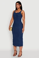 Womens Haute Monde Denim Slit Back Tank Dress, Blue,
