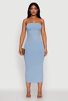 Womens Haute Monde Denim Slit Back Tube Dress, Blue,