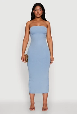 Womens Haute Monde Denim Slit Back Tube Dress, Blue, Size L