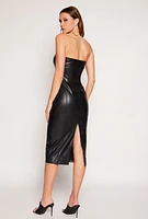 Womens Haute Monde Faux Leather Tube Dress, Black, Size S