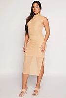 Womens Haute Monde Foiled Mesh Side Slit Midi Dress,