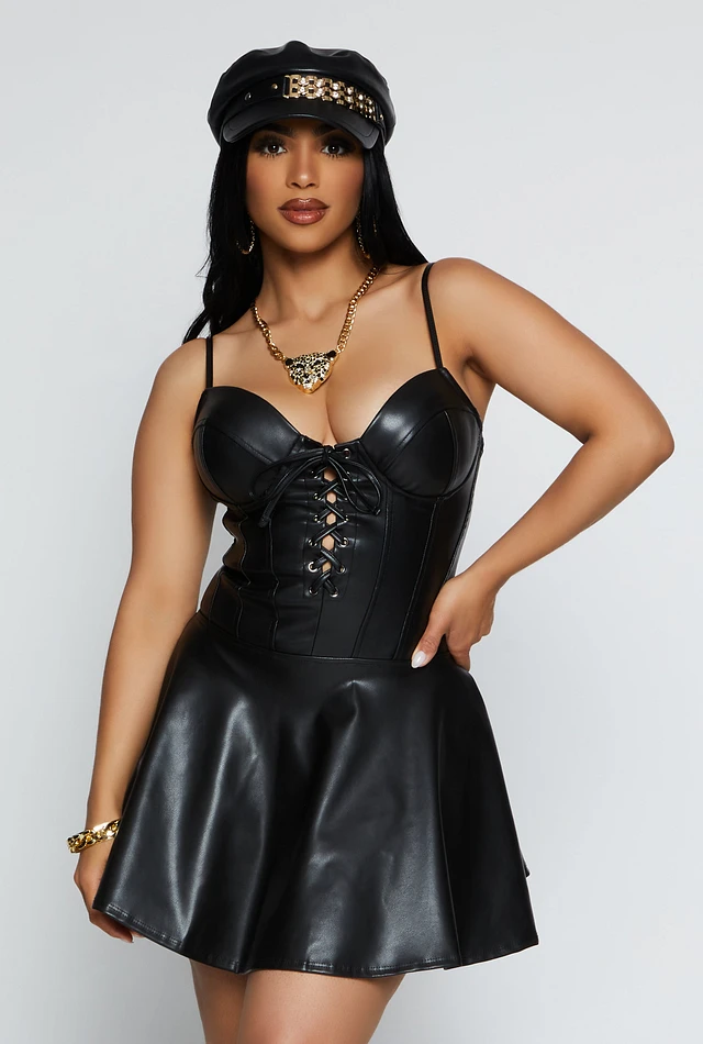 Home | Rainbow Shops Womens Haute Monde Faux Leather Lace Up Corset Dress, Black, Size S at Plaza Las Americas in San Juan, PR Home | Rainbow Shops Womens Haute Monde Faux Leather Lace Up Corset Dress, Black, Size S at Plaza Las Americas in San Juan, PR