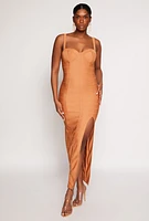 Womens Haute Monde Side Slit Bustier Maxi Dress, M