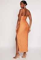 Womens Haute Monde Side Slit Bustier Maxi Dress, M