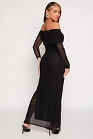 Womens Haute Monde Mesh One Shoulder Maxi Dress,