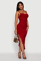 Womens Haute Monde Cowl Neck Asymmetrical Dress, Red, Size L