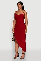 Womens Haute Monde Cowl Neck Asymmetrical Dress, Red, Size L
