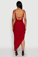 Womens Haute Monde Cowl Neck Asymmetrical Dress, Red, Size L